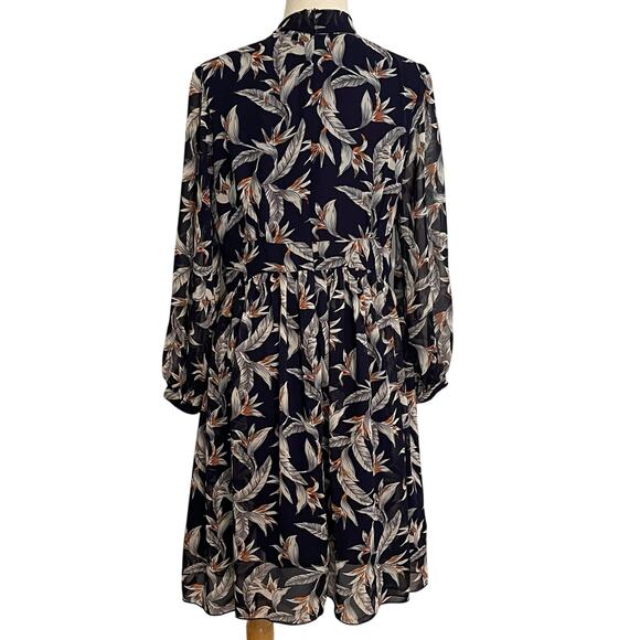 Miusol Women’s Dress Knee Length with Neck Tie Floral - Picture 3 of 5